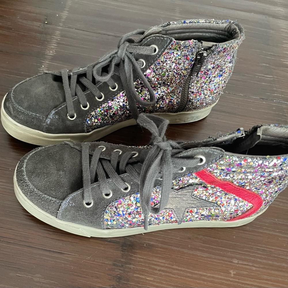 Hakai glitter and grey hightop sneakers  Size 7